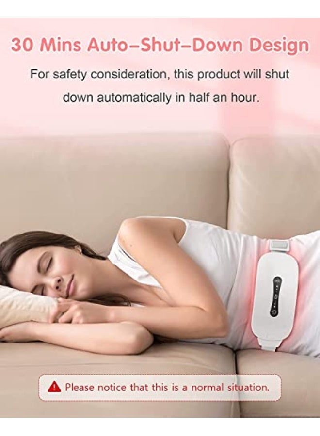 Generic Pain Relief Heating Pad, Period Heating Belt Menstrual Cramp Massager with 3 Heat Levels 3 Massages Modes Rechargeable Electric Fast Warming Belly Belt, Gifts for Women Ladies & Girls, White  - Image 2