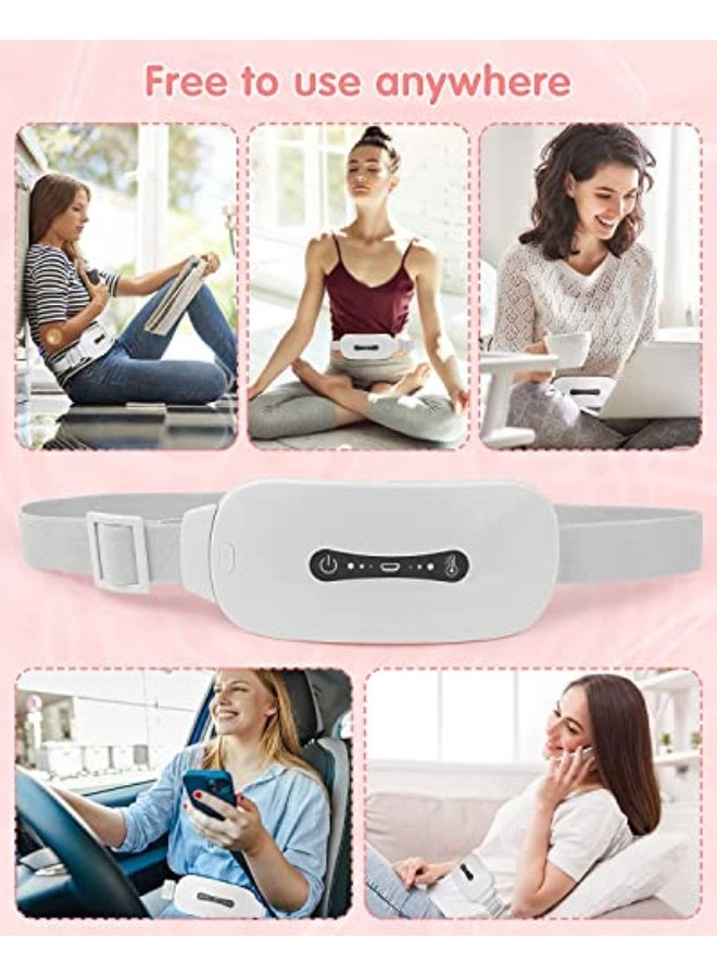 Generic Pain Relief Heating Pad, Period Heating Belt Menstrual Cramp Massager with 3 Heat Levels 3 Massages Modes Rechargeable Electric Fast Warming Belly Belt, Gifts for Women Ladies & Girls, White  - Image 3
