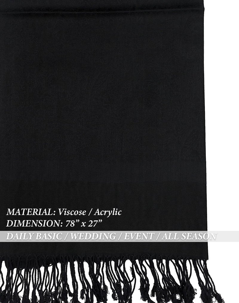 Achillea Two Tone Vintage Jacquard Paisley Pashmina Shawl Wrap Scarf (Black) - Image 5