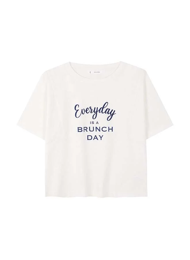 women'secret Mms Brunch Tee Ecru Short Sleeves T Shirt