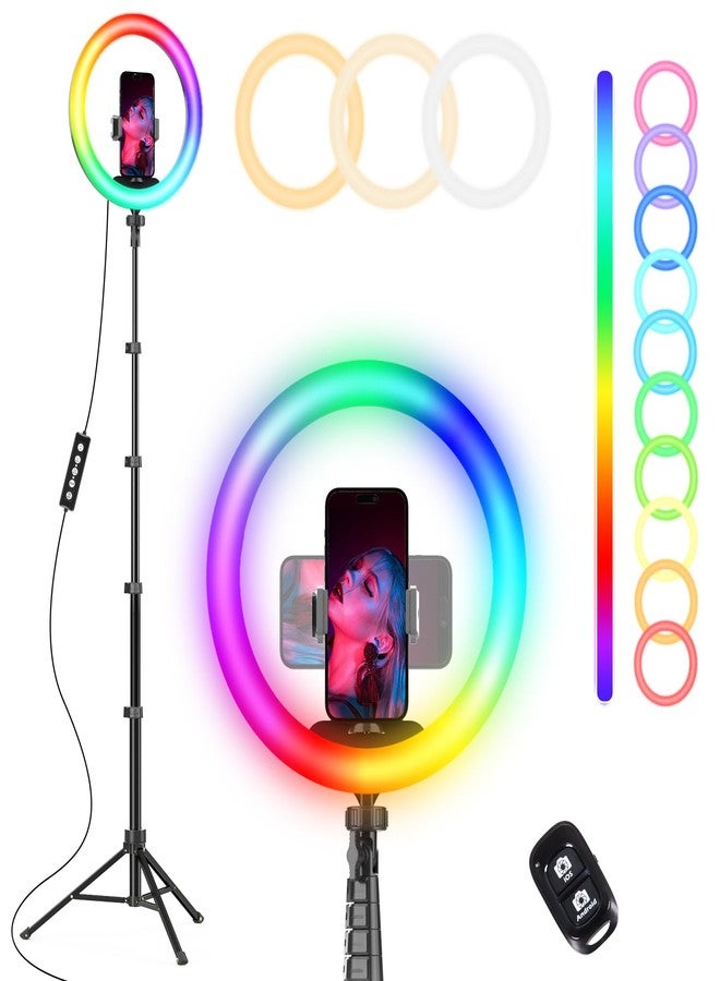 UBeesize 12'' RGB Ring Light with 62'' Tripod - Image 1