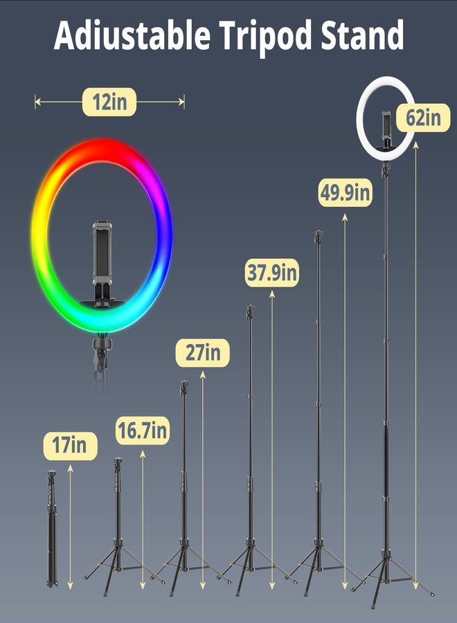 UBeesize 12'' RGB Ring Light with 62'' Tripod - Image 4