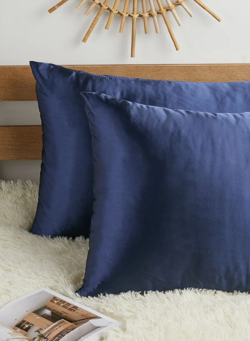 Cotton On Body True Navy Satin Pillow Slip Duo