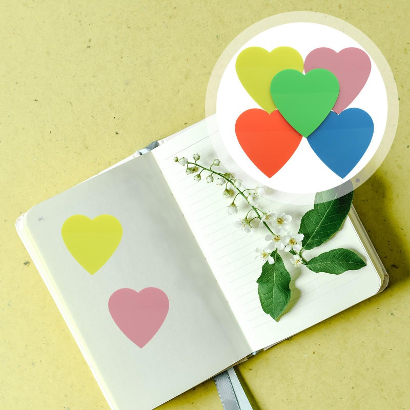 ملاحظات لاصقة على شكل قلب شفافة، علامات كتب قابلة للإزالة للمكتب والمدرسة والتنظيم - Image 5