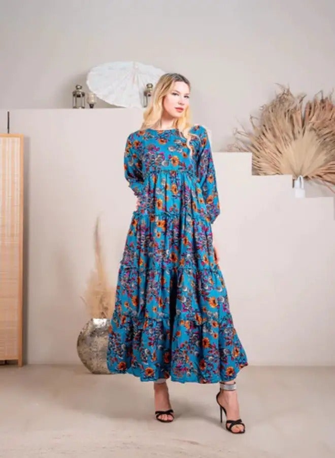 Ideal Beautifully Elegant Blue Floral Maxi - Image 2