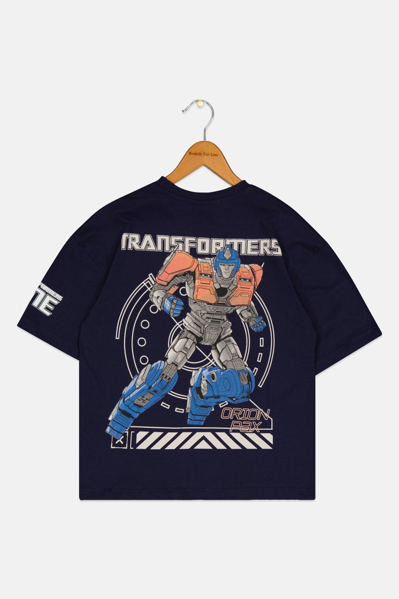 TRANSFORMERS Kids Boy Crew Neck Short Sleeve Graphic Print T-Shirt, Navy Blue  - Image 3