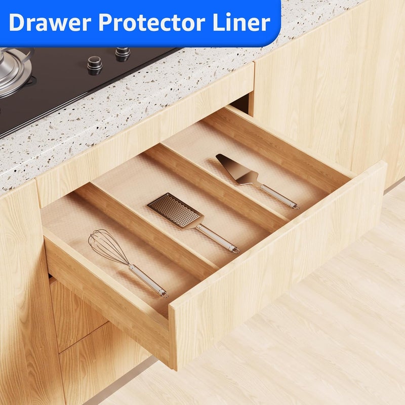 PaBUSIOr Shelf Liners 11 inch Wide - Clear Easy to Cut Drawer Liners - Pre-Cut Size 11 x 360 Inch - Non-Adhesive EVA Waterproof Kitchen Cabinet Liner - Image 2