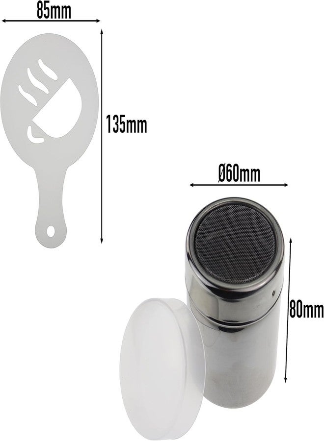 Thermometer World Chocolate Shaker with 16 Piece Coffee Stencils Set for Coffee Lovers Decorating Cappuccino Latte Hot Chocolate Cocoa Cake Design Decoration Duster - Image 3