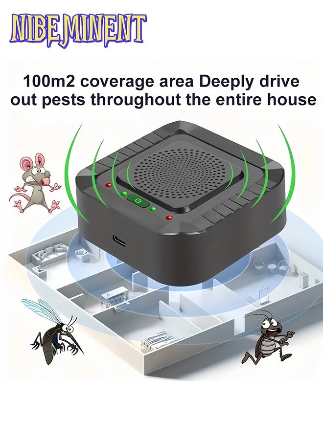 NIBEMINENT Soundwave technology insect repellent, indoor electronic plug-in insect repellent, USB direct plug-in, large coverage range, effectively against mosquitoes, spiders, mice, ants, insects, cockroaches, rodents, no battery required  - Image 4