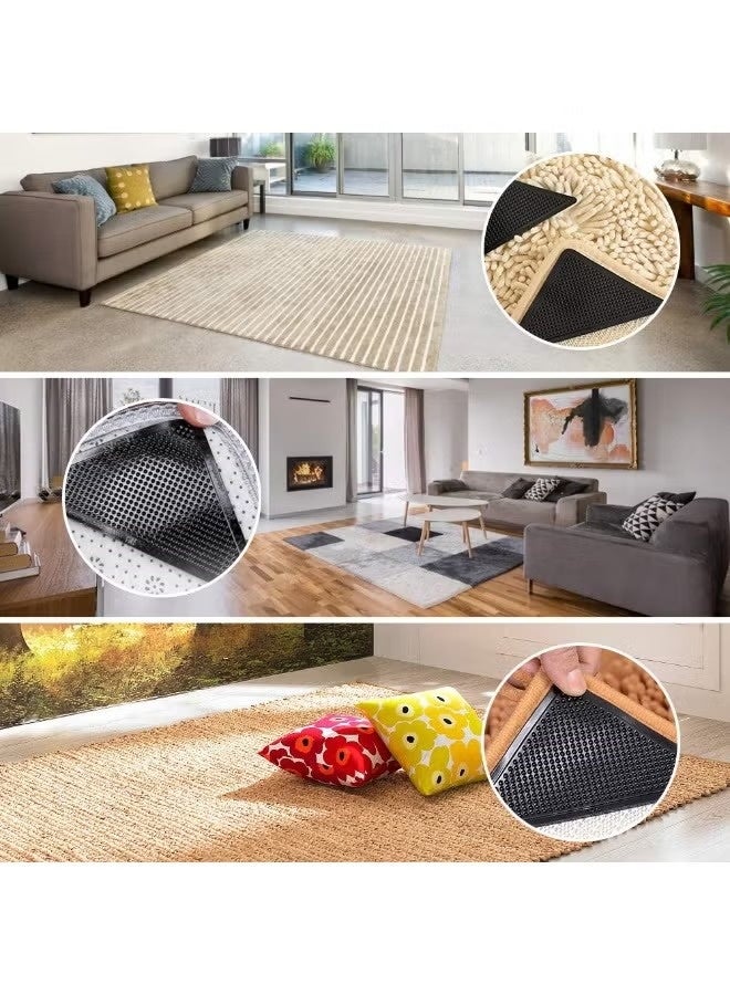 Washable and Reusable Silicone Anti-Slip Carpet Glue Sticky Backing Pads for Home, Bathroom and Living Room Carpets, Black-292 - Image 4