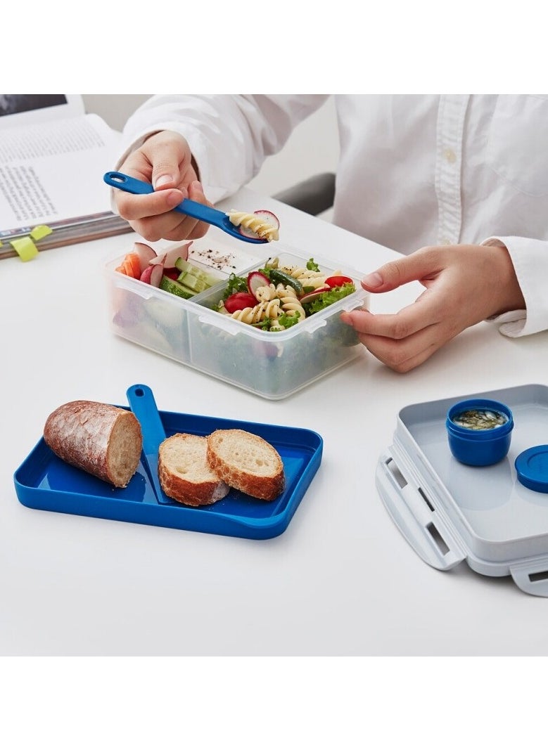 LOCK & LOCK LocknLock To Go 3-in-1 Lunchbox (Blue) - BPA-Free, Airtight Container with Cutlery for On-the-Go Meals  - Image 3