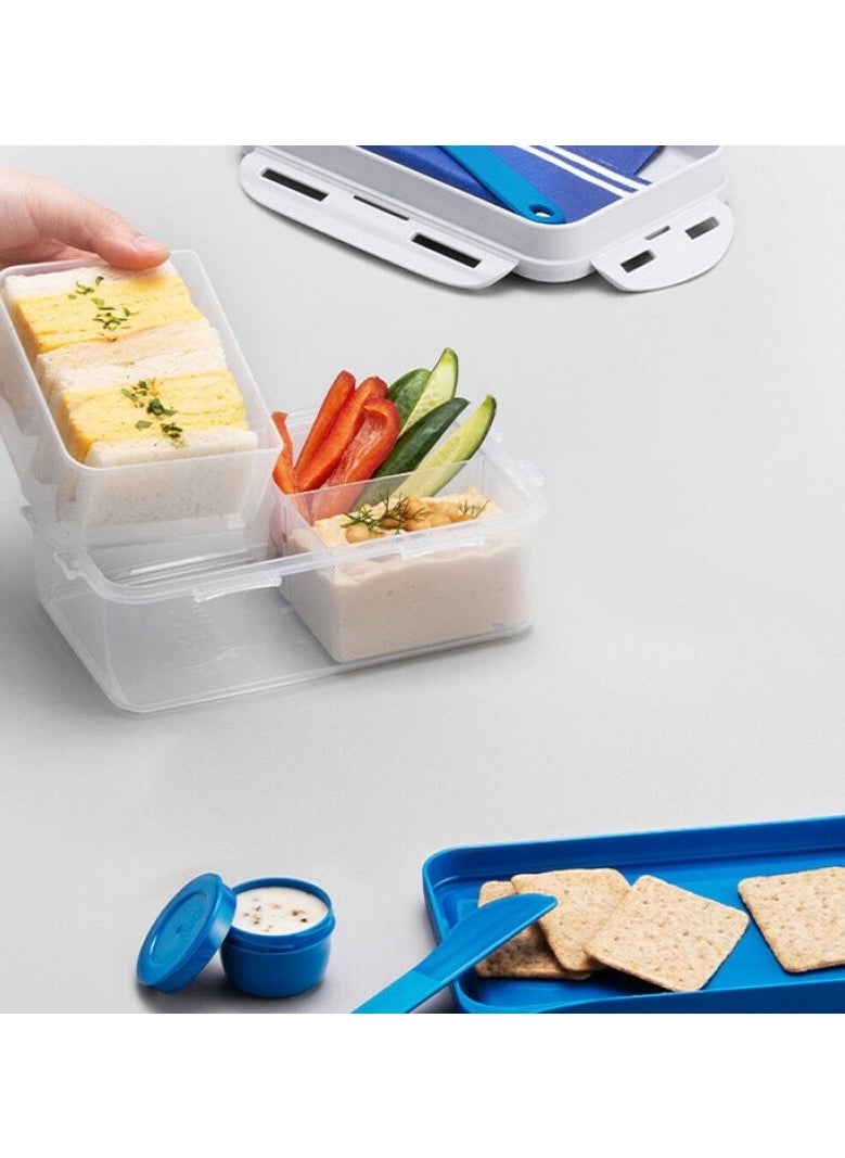 LOCK & LOCK LocknLock To Go 3-in-1 Lunchbox (Blue) - BPA-Free, Airtight Container with Cutlery for On-the-Go Meals  - Image 4