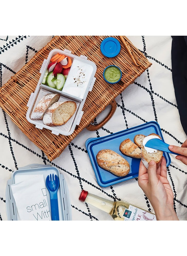 LOCK & LOCK LocknLock To Go 3-in-1 Lunchbox (Blue) - BPA-Free, Airtight Container with Cutlery for On-the-Go Meals  - Image 5