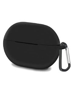 Silicone Case Cover for Huawei FreeBuds PRO with Carabiner and Charging Port Accessibility anti shock, full protection (Black)