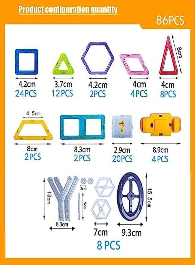 GoldiMec 86 Pcs Mag-Magic DIY Magnetic Designer Construction Set Model and Building Toy Plastic Magnetic Blocks Educational Toys for Kids - Image 5