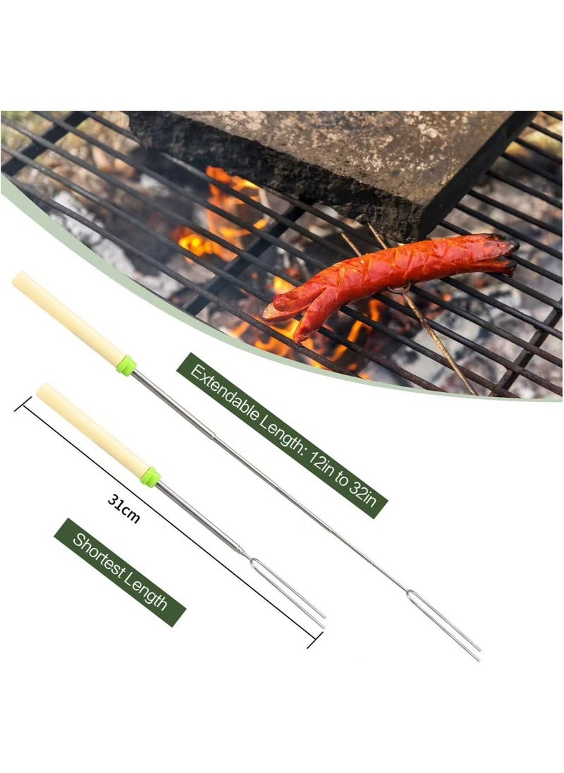 sokany 5 Pack Marshmallow Roasting Sticks Set, Extendable 31cm Long Metal Barbecue Skewers with Wooden Handle, For Marshmallow, Hot Dogs, Camping, BBQ, Grill (Multicolour)  - Image 2