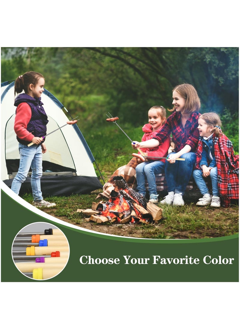 sokany 5 Pack Marshmallow Roasting Sticks Set, Extendable 31cm Long Metal Barbecue Skewers with Wooden Handle, For Marshmallow, Hot Dogs, Camping, BBQ, Grill (Multicolour)  - Image 5