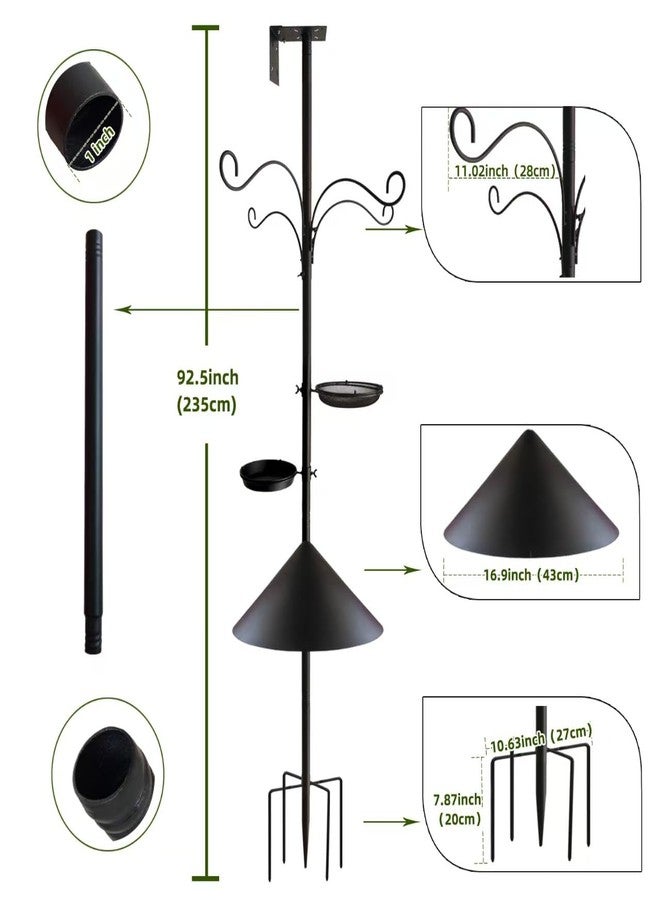 DreiPanda Bird Feeder Pole - 92 Inch Heavy Duty Birdhouse Stand with Squirrel Proof Baffle for Outdoor, Adjustable Bird Feeding Station with Multi Shepherds Hooks Mental Trays for Garden Attracting Wild Birds - Image 2