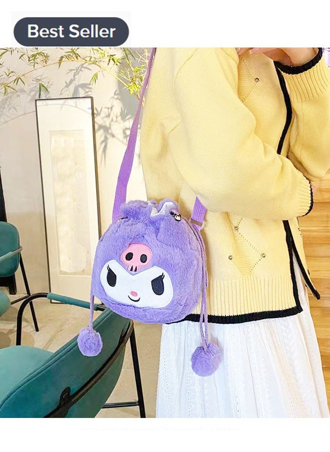 Sanrio - Sanrio Kuromi Shoulder Bag Plush Bag Crossbody Bag Bucket Storage Bag - Image 1