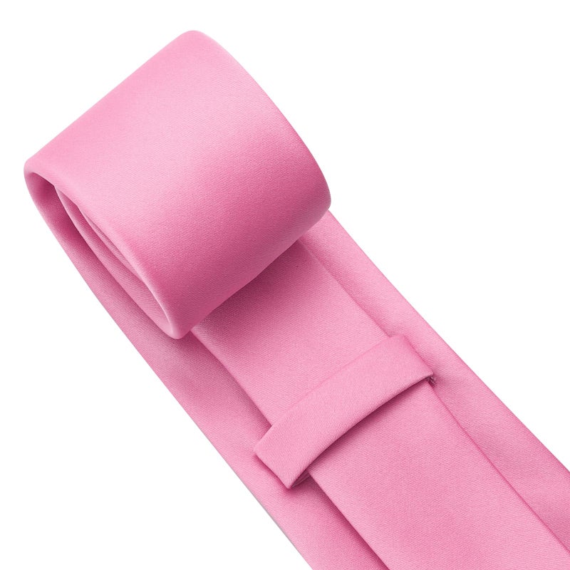 KOOELLE Men's Tie Solid Pure Color Plain Formal Pink Ties For Men - Image 5