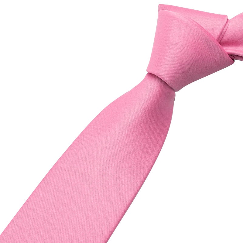 KOOELLE Men's Tie Solid Pure Color Plain Formal Pink Ties For Men - Image 4
