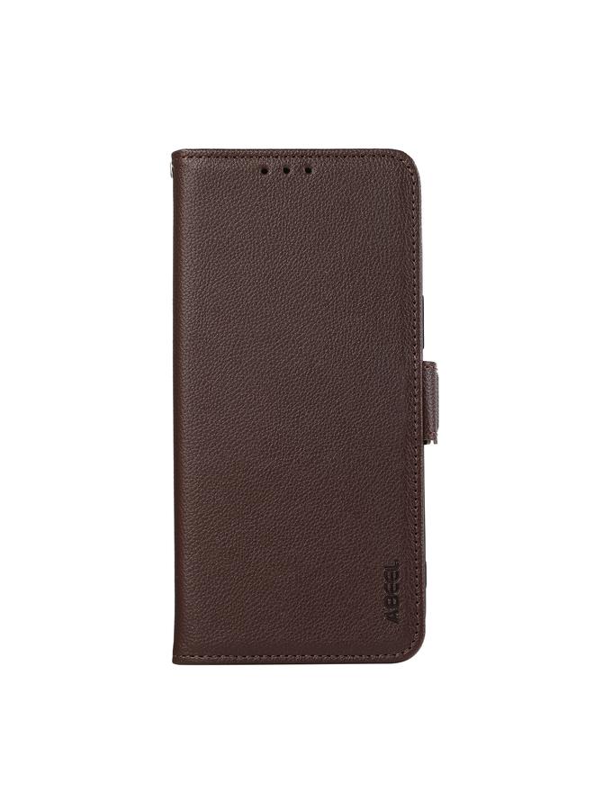 اس-توب جراب هاتف iPhone 13 ABEEL من الجلد بنمط الليتشي المغناطيسي الجانبي بتقنية RFID - Image 2