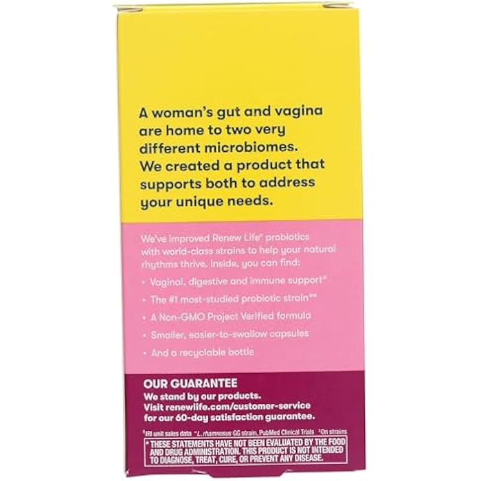 Renew Life Women's Probiotic Capsules, Supports pH Balance for Women, Vaginal, Urinary, Digestive and Immune Health, L. Rhamnosus GG, Dairy, Soy and Gluten-Free, 25 Billion CFU - 60 Ct - Image 2