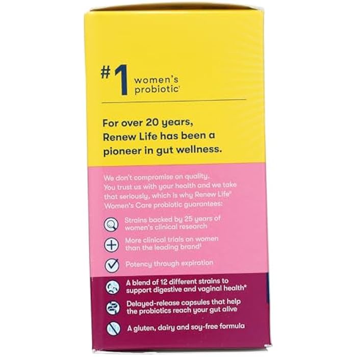 Renew Life Women's Probiotic Capsules, Supports pH Balance for Women, Vaginal, Urinary, Digestive and Immune Health, L. Rhamnosus GG, Dairy, Soy and Gluten-Free, 25 Billion CFU - 60 Ct - Image 4