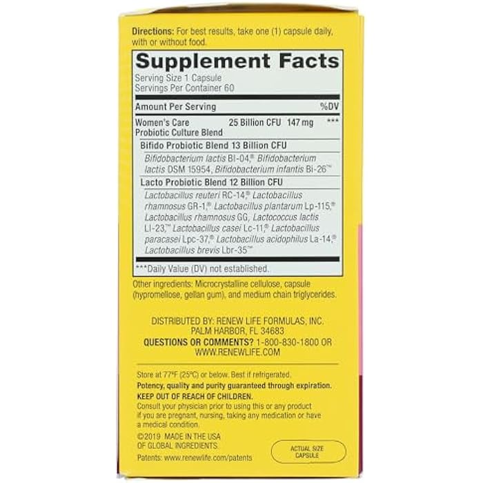 Renew Life Women's Probiotic Capsules, Supports pH Balance for Women, Vaginal, Urinary, Digestive and Immune Health, L. Rhamnosus GG, Dairy, Soy and Gluten-Free, 25 Billion CFU - 60 Ct - Image 5