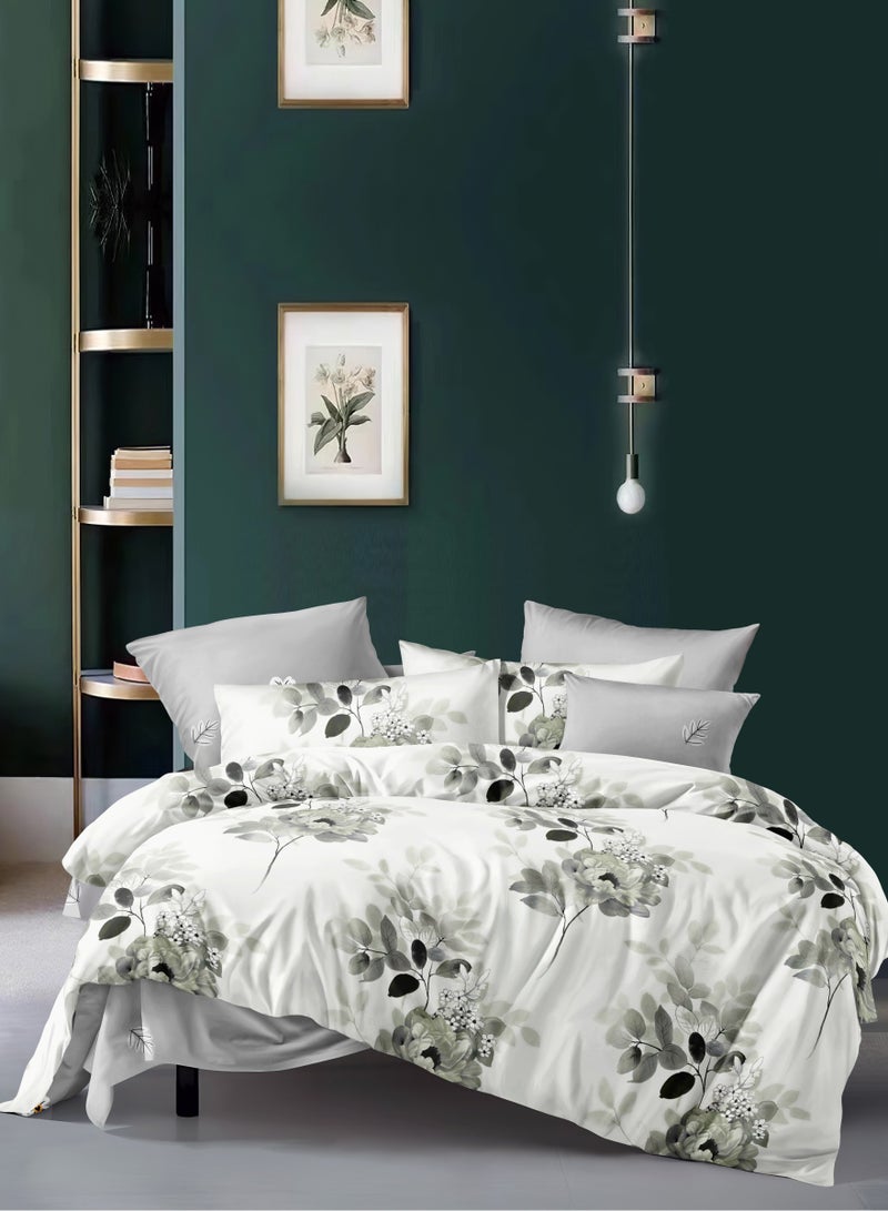 Donetella Printed Duvet Set, King Size Fits 200x200 cm - 6-Pcs Bed Set, Microfiber Fabric - 1 Duvet Cover, 1 Fitted Sheet, 2 Pillow Shams, 2 Pillowcases (Filler Not Included) - Image 1