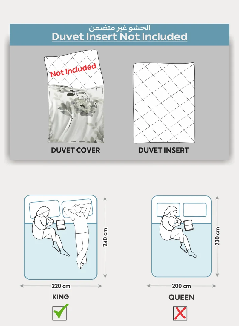 Donetella Printed Duvet Set, King Size 220x240 cm - 6-Pcs Bed Set, Microfiber Fabric - 1 Duvet Cover, 1 Fitted Sheet, 2 Pillow Shams, 2 Pillowcases (Filler Not Included)