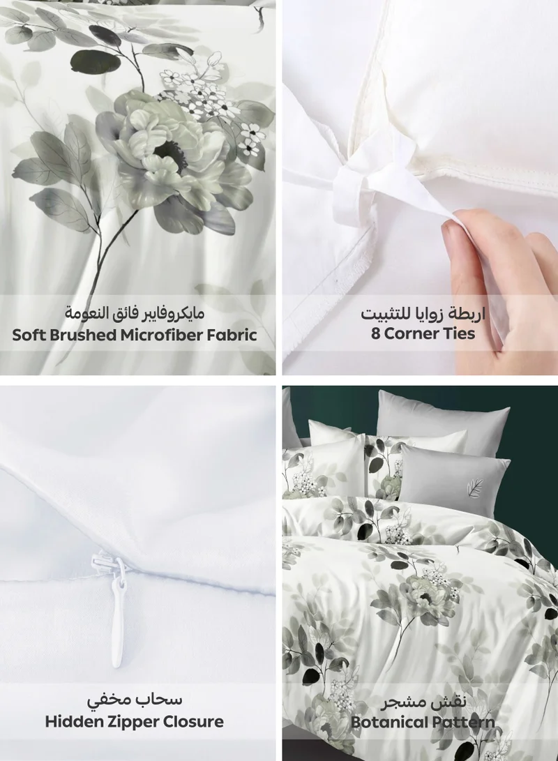 Donetella KING (200x200 cm) Printed Premium Duvet Set, King Size Fits 200x200 cm - 6-Pcs Bed Set, 130 GSM Microfiber Fabric - 1 Duvet Cover, 1 Fitted Sheet, 2 Pillow Shams, 2 Pillowcases (Filler Not Included)  | Best Price UAE