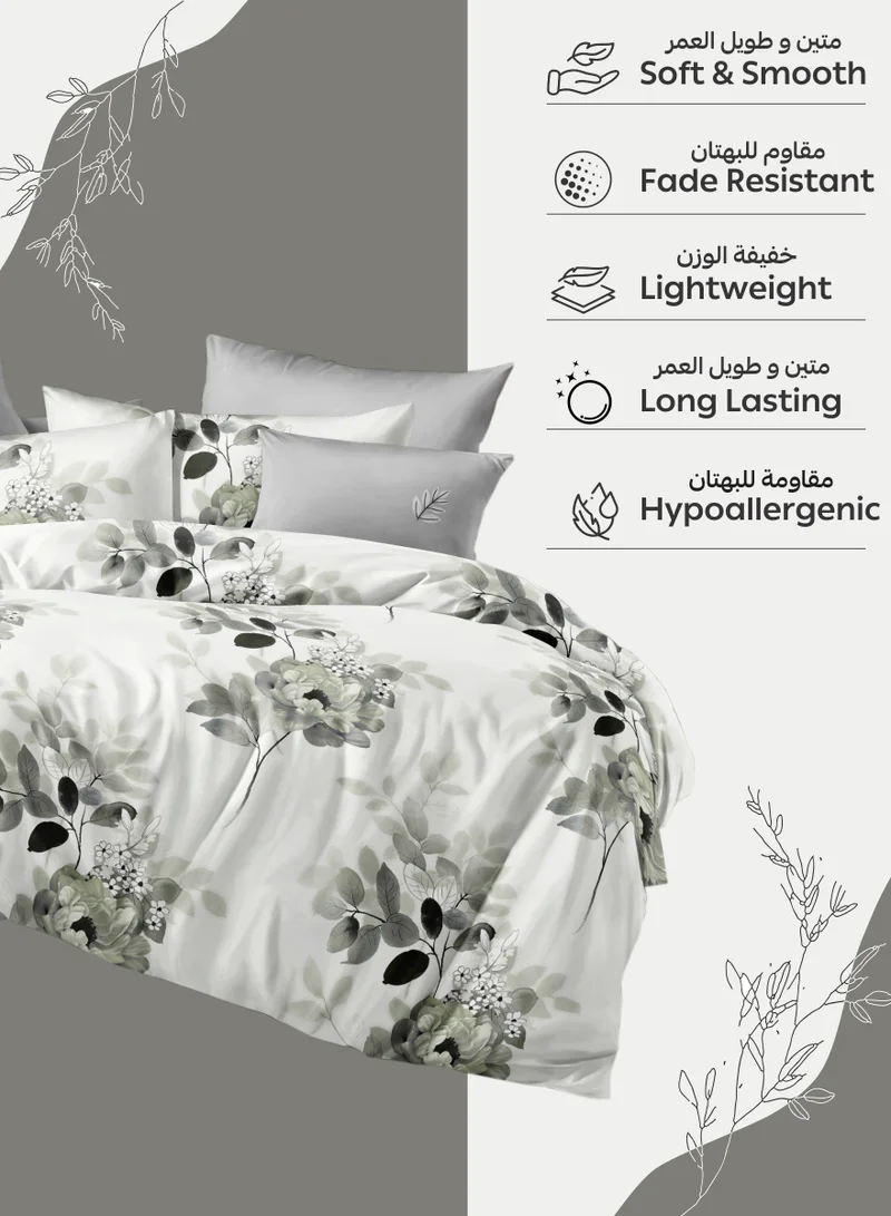 Donetella KING (200x200 cm) Printed Premium Duvet Set, King Size Fits 200x200 cm - 6-Pcs Bed Set, 130 GSM Microfiber Fabric - 1 Duvet Cover, 1 Fitted Sheet, 2 Pillow Shams, 2 Pillowcases (Filler Not Included)  | Best Price UAE