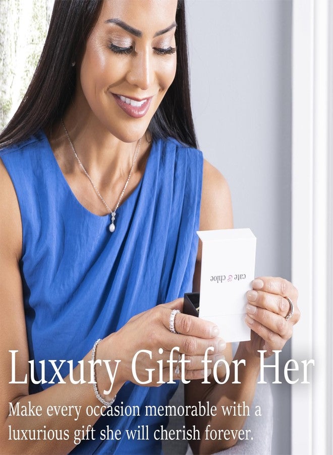 Cate & Chloe 18k White Gold Plated November Birthstone Pendant Necklace with Solitaire 1ct Simulated Diamond Crystals, Citrine Birthstone Necklace for Women, Gift for Her - Image 2