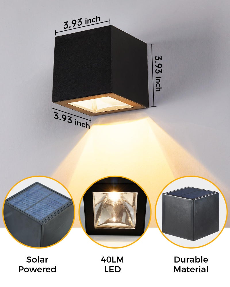 LUHLEE Solar Wall Lights Outdoor,Square Modern Solar Wall Sconce IP65 Waterproof Down Lighting Outdoor Lights for House,Porch,Garden,Yard, Patio,Fence Decor - Image 4