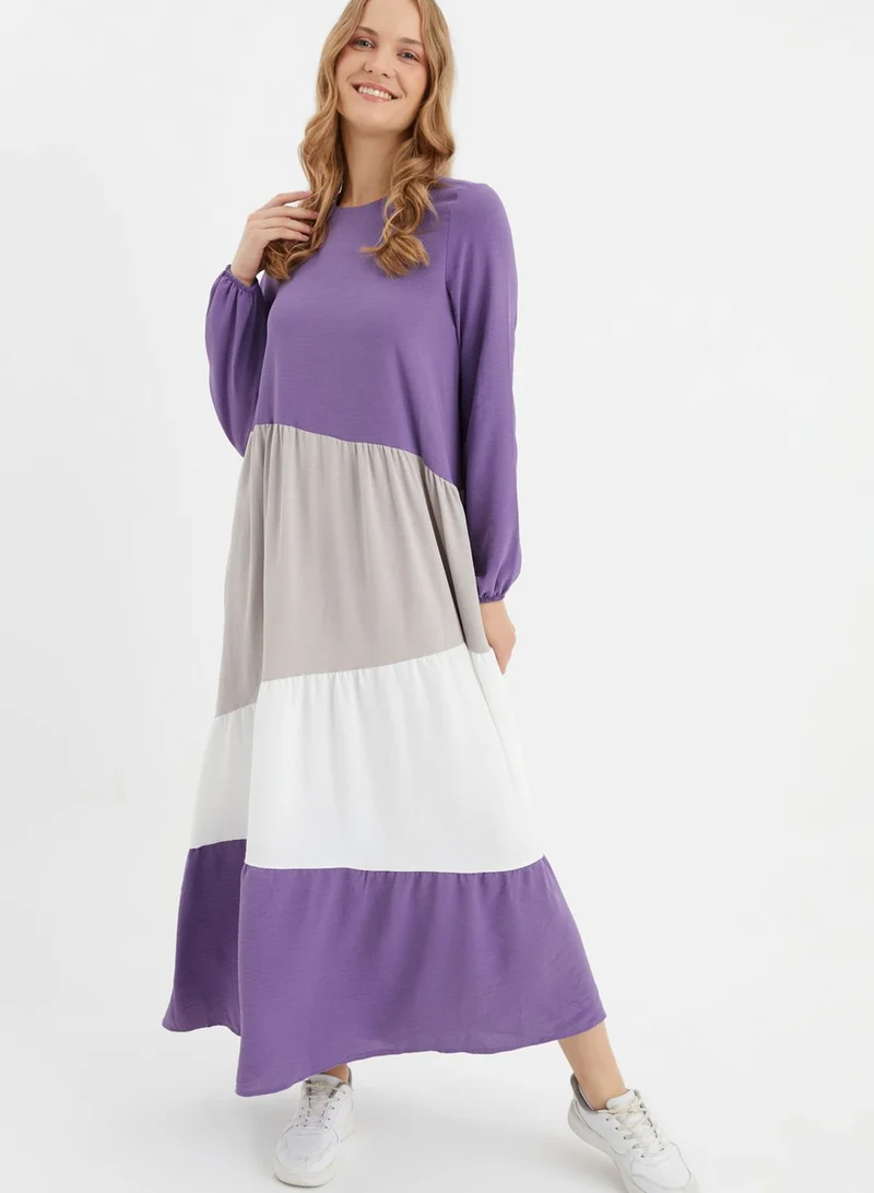 Xanzad Colorblock Tiered Dress