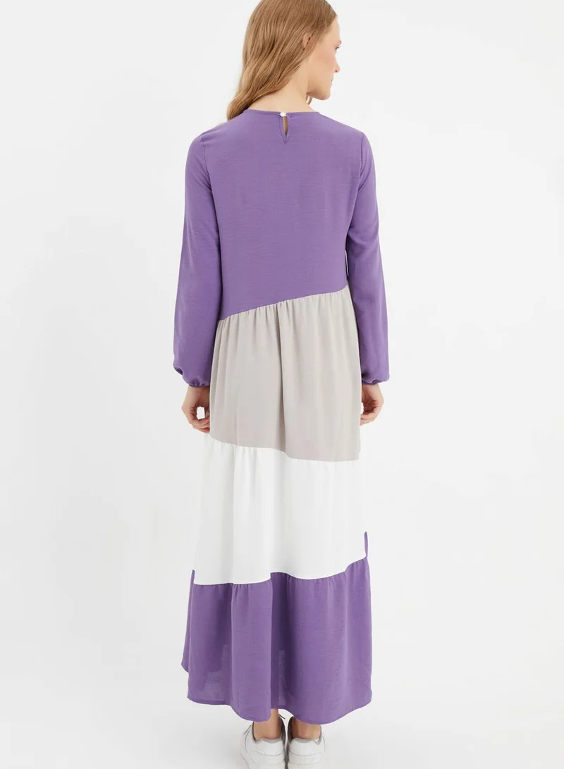 Xanzad Colorblock Tiered Dress
