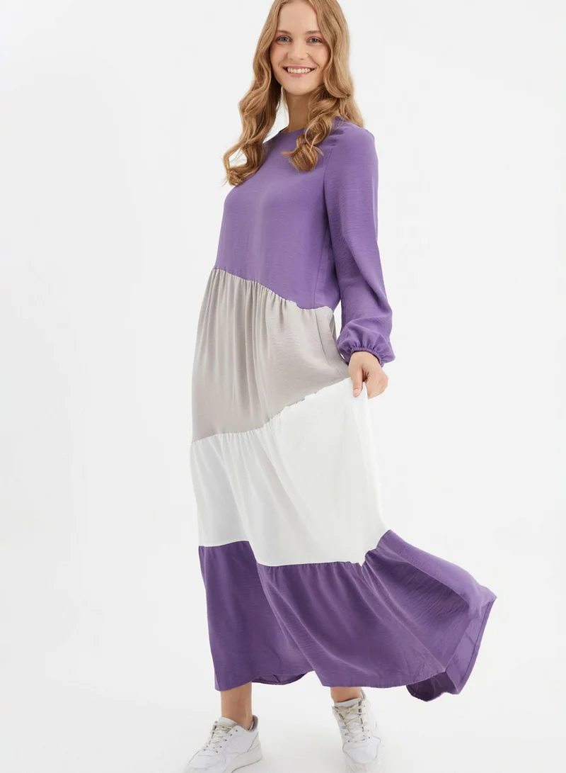 Xanzad Colorblock Tiered Dress
