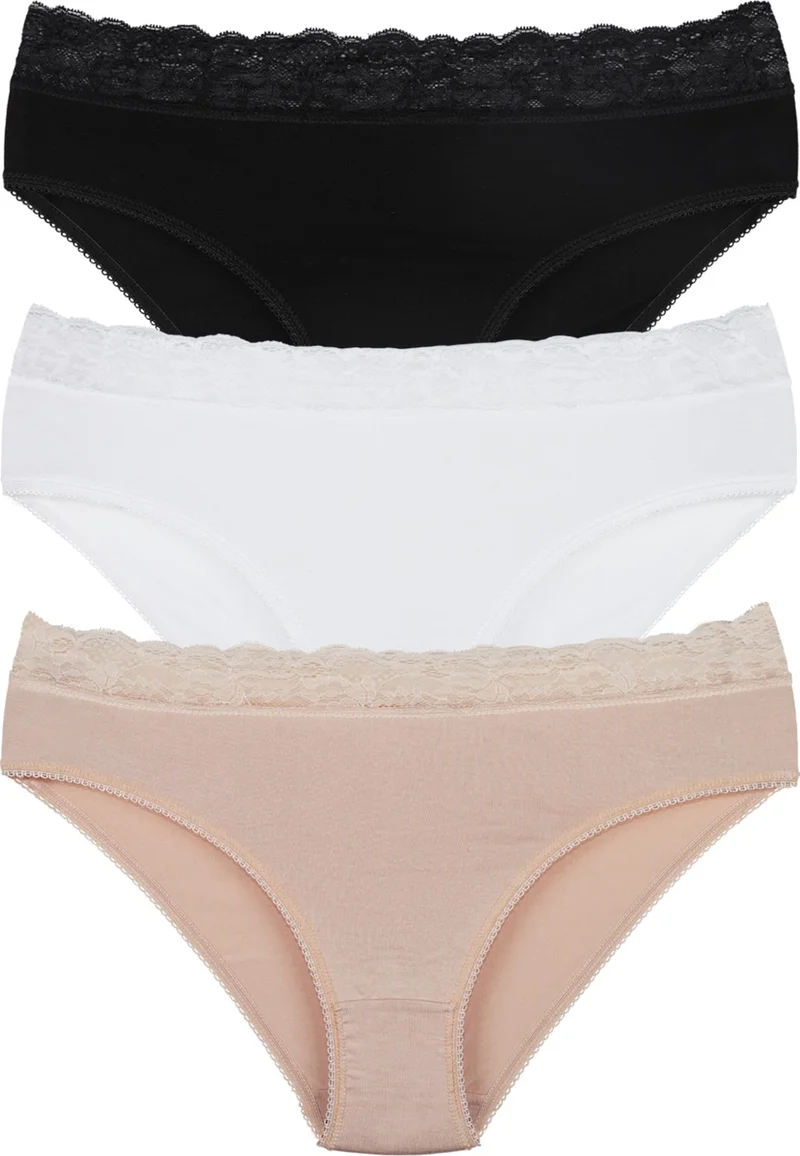 Sensu Women's Special Fabric Bamboo Waist Lace 3-Piece Panties Set - KTS1095