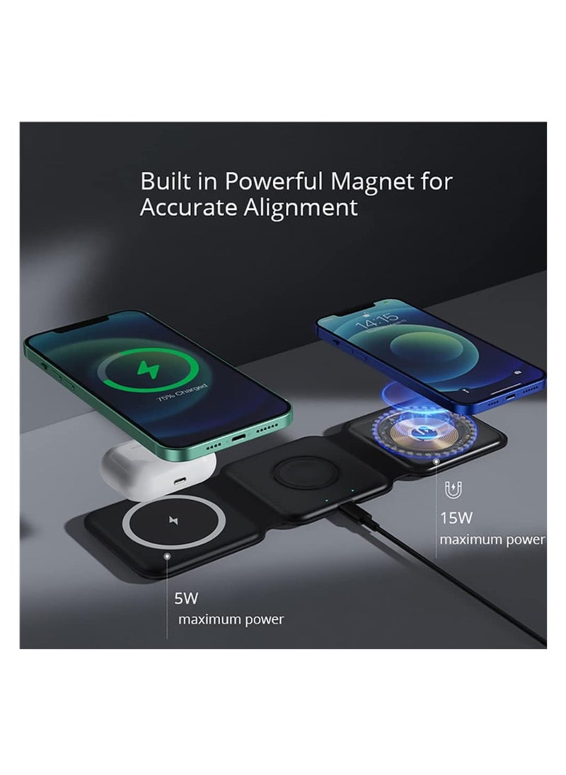 Foldable Wireless Charger 3-in-1 QI Inductive Charging Station Foldable Wireless Charging Headset Pad Compatible with i-Phone 13/12/SE/11/XS/8, Ap-ple Watch SE/7/6/5/4/3/2, Air Pods 2/3 Pro - pzsku/Z87DD582965BC1012A3E6Z/45/_/1739446276/47263214-5184-4aea-b4cb-a7475193f8fe