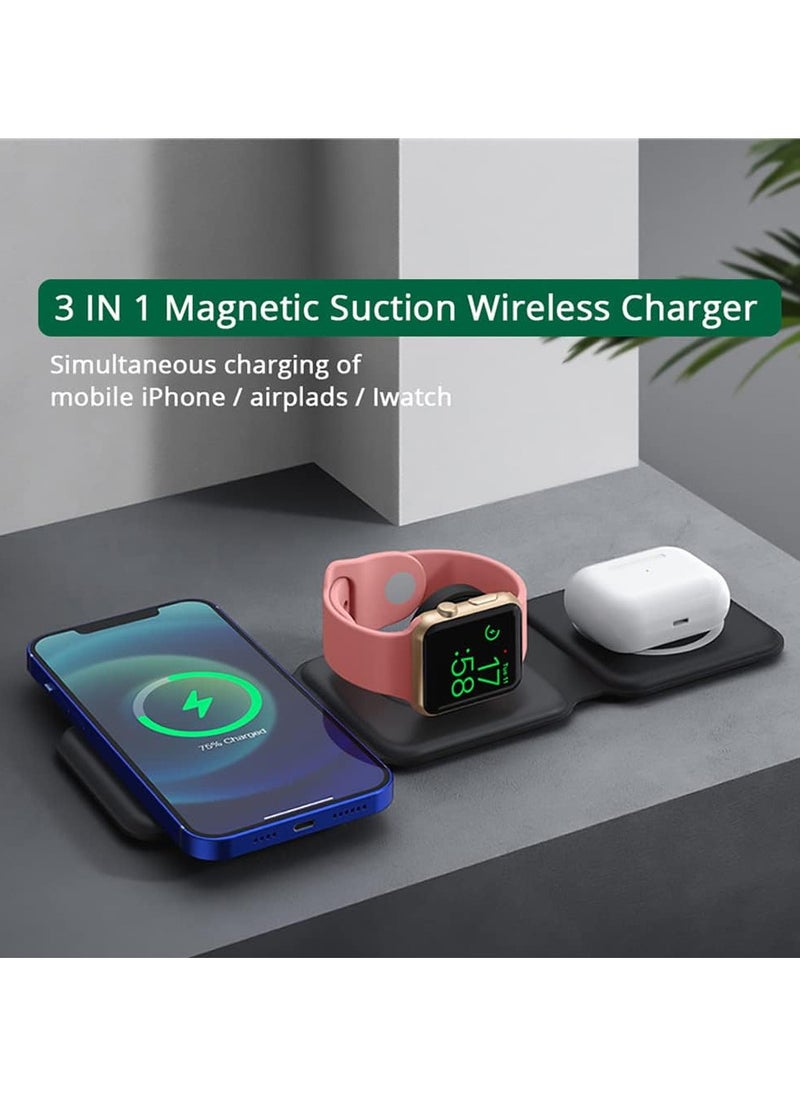 Foldable Wireless Charger 3-in-1 QI Inductive Charging Station Foldable Wireless Charging Headset Pad Compatible with i-Phone 13/12/SE/11/XS/8, Ap-ple Watch SE/7/6/5/4/3/2, Air Pods 2/3 Pro - pzsku/Z87DD582965BC1012A3E6Z/45/_/1739446277/e9ff211d-45b4-4509-8903-dc73f4e07cbc