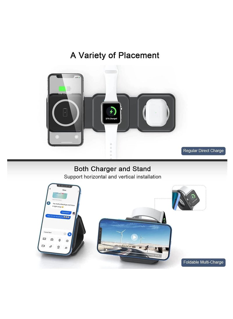 Foldable Wireless Charger 3-in-1 QI Inductive Charging Station Foldable Wireless Charging Headset Pad Compatible with i-Phone 13/12/SE/11/XS/8, Ap-ple Watch SE/7/6/5/4/3/2, Air Pods 2/3 Pro - pzsku/Z87DD582965BC1012A3E6Z/45/_/1739446278/a15253c4-6d32-49d2-9948-0db435409174