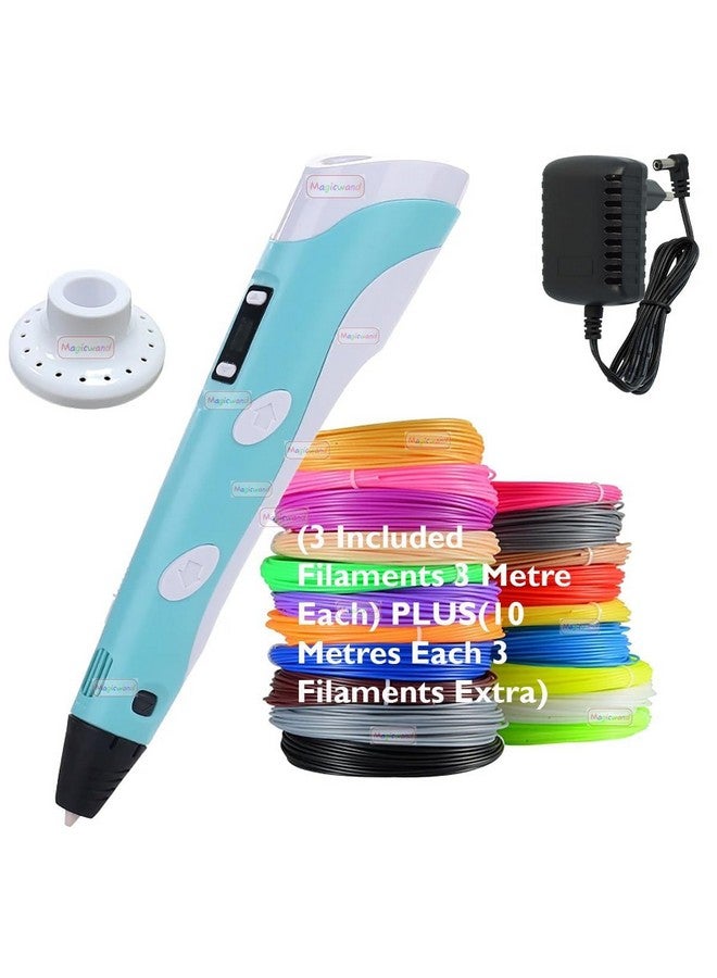Magicwand【with Adaptor】| 3D Pen for Kids | 3D Printing Pen with LCD Display【10 Metre Each 3 Filaments Extra & 3 Metre Each 3 Filaments】【Pack of 1】 - Image 1