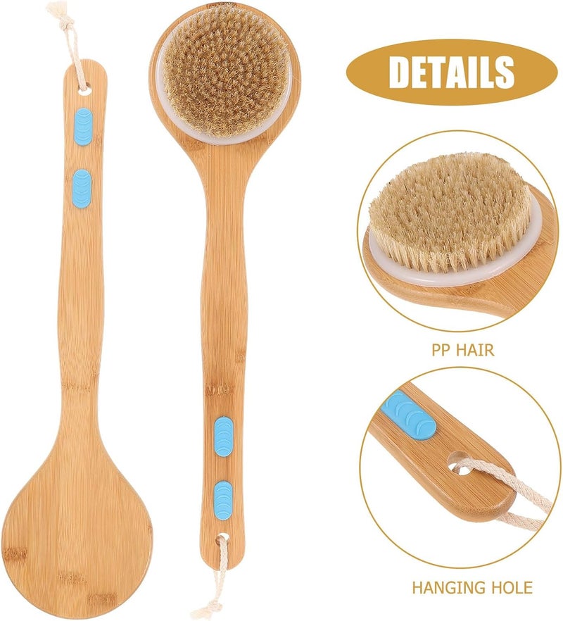 Long-Handled Bath Cleaning Brush with Dual-Sided Soft and Firm Bristles, Massage Back Brush for Shower and Body Exfoliation, Suitable for Home Bathing and Spa Use - Image 3