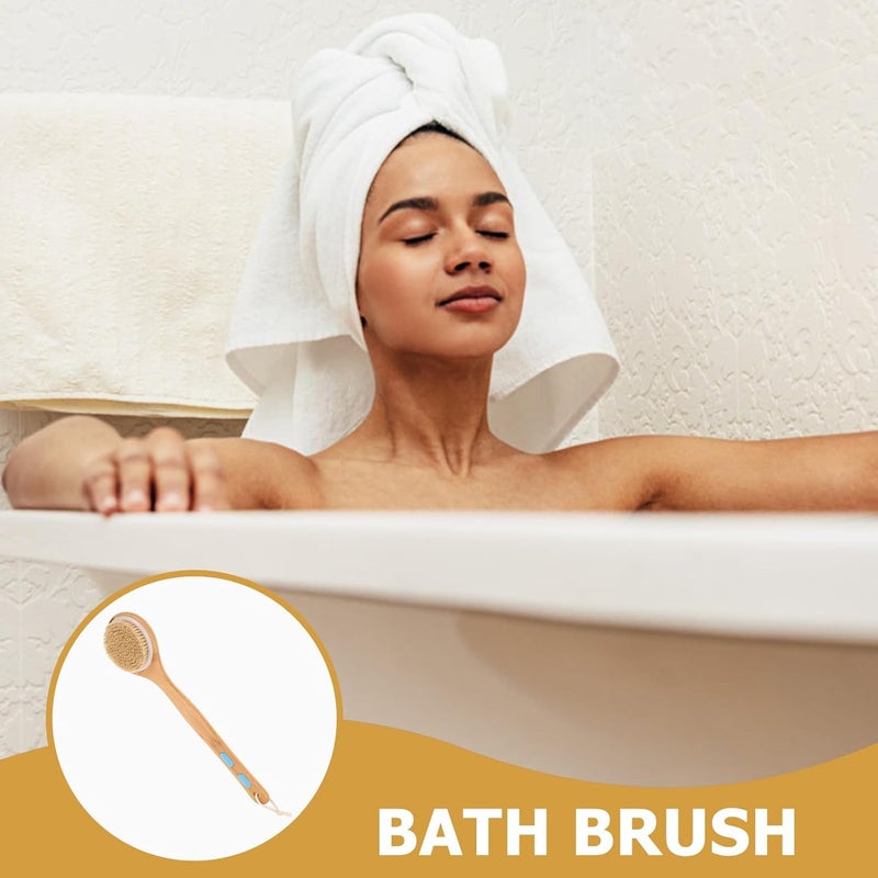 Long-Handled Bath Cleaning Brush with Dual-Sided Soft and Firm Bristles, Massage Back Brush for Shower and Body Exfoliation, Suitable for Home Bathing and Spa Use - Image 4