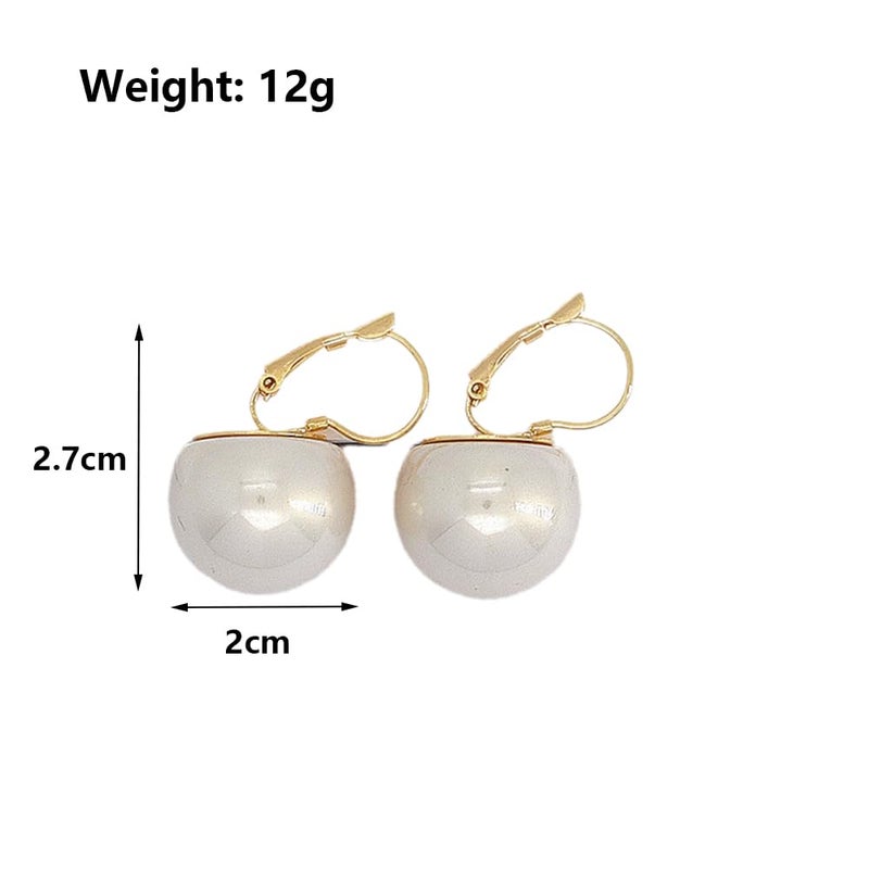 GIGB PBDK Large Pearl Earrings for Women Dainty 20MM Big Pearl Drop Dangle Earrings Hypoallergenic Gold Hoop Earrings Trendy Birthday Jewelry Accessories Gifts (White) - Image 3
