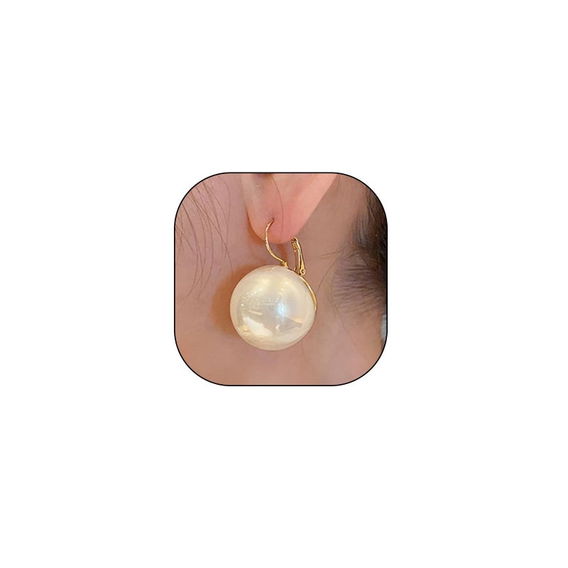 GIGB PBDK Large Pearl Earrings for Women Dainty 20MM Big Pearl Drop Dangle Earrings Hypoallergenic Gold Hoop Earrings Trendy Birthday Jewelry Accessories Gifts (White) - Image 1