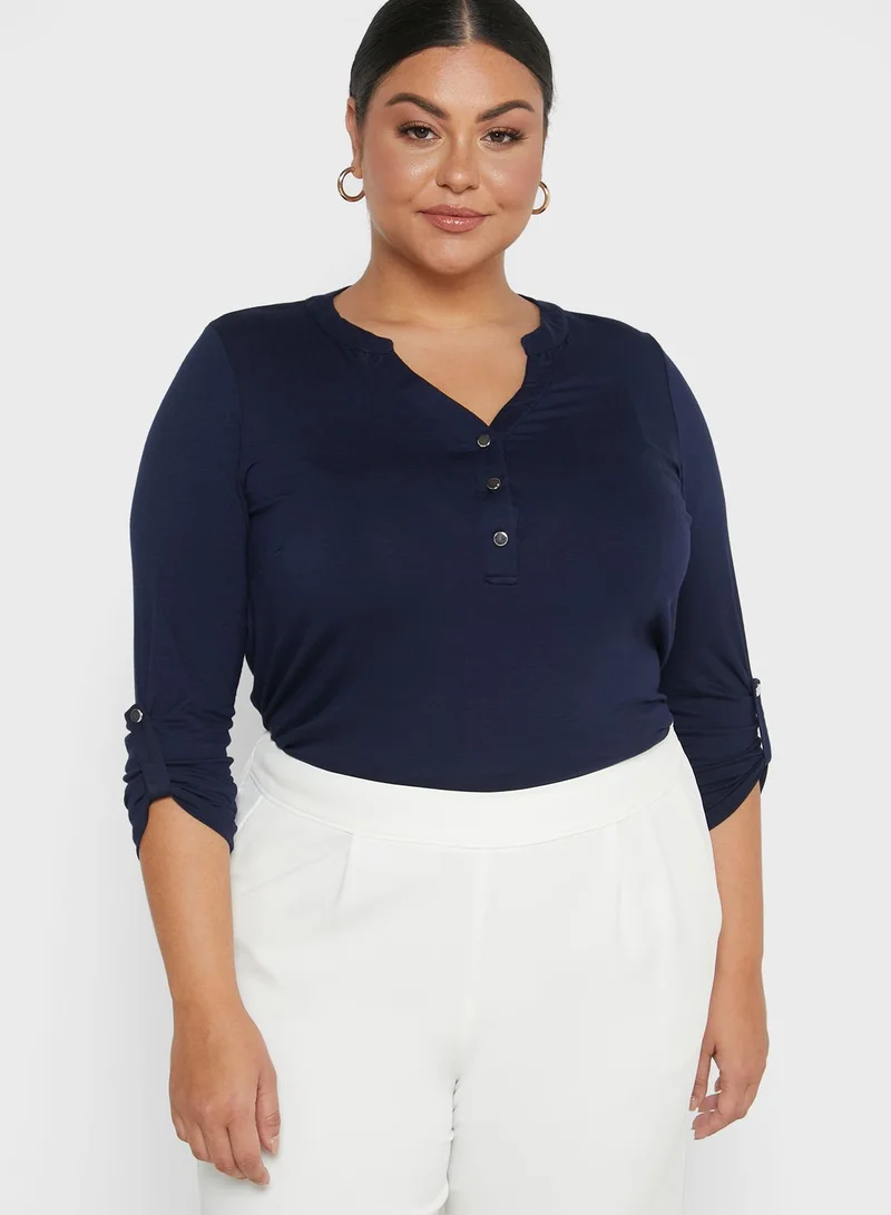 EVANS Button Detail Jersey Top