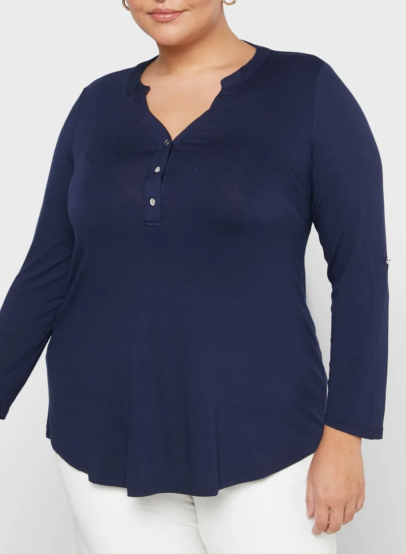 EVANS Button Detail Jersey Top