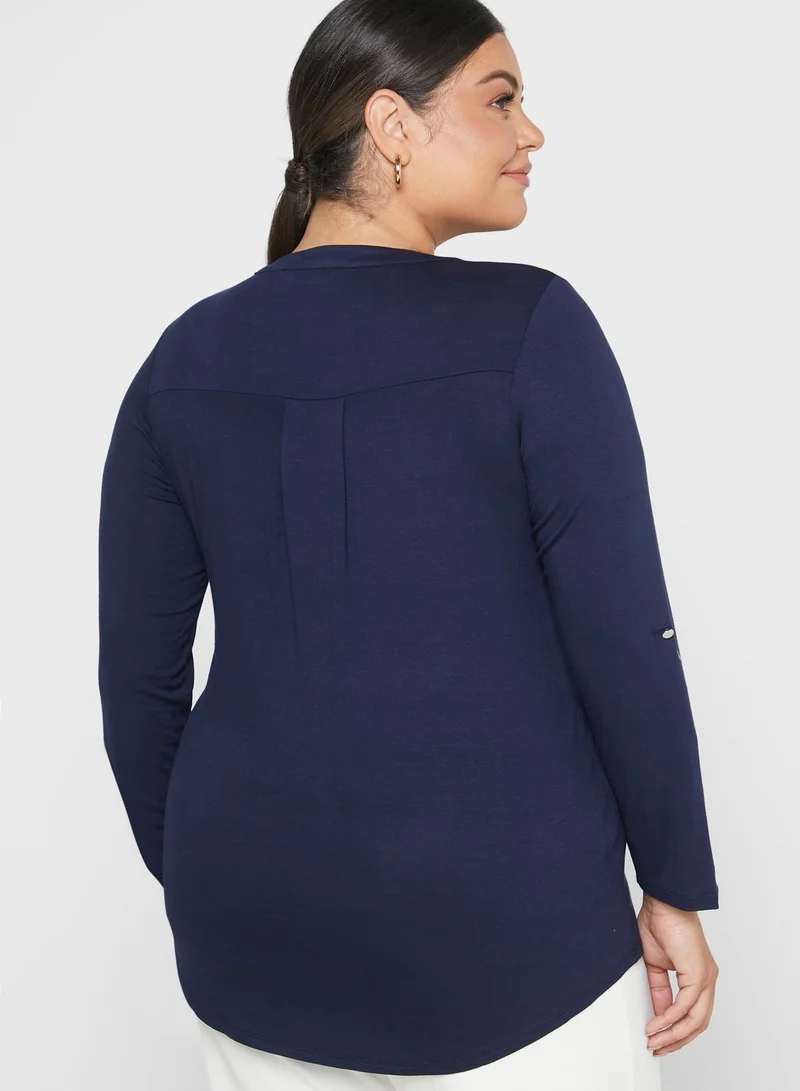 EVANS Button Detail Jersey Top